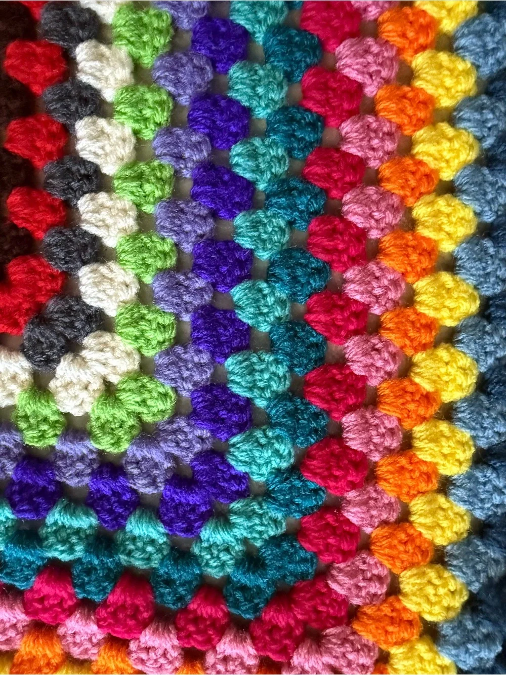 Handmade Vintage Boho Crochet Granny Square Small Lap Blanket Afghan